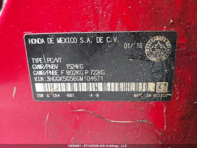 Honda FIT LX 2016 3HGGK5G56GM104671 Image 9