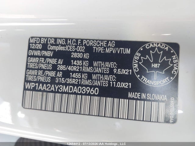 WP1AA2AY3MDA03960 Porsche Cayenne