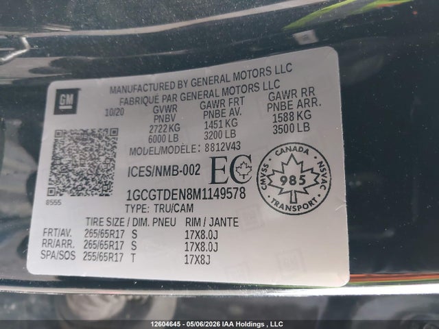 1GCGTDEN8M1149578 Chevrolet Colorado Z71