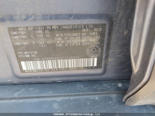 Subaru Outback 2.5i Limited Package 2014 4S4BRGNC5E3246926 Image 20