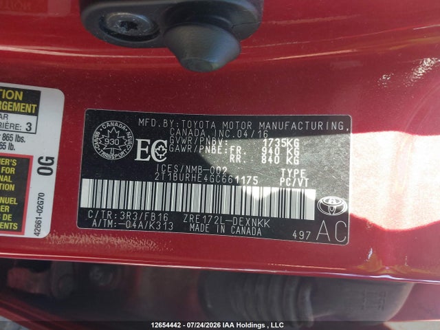 Toyota Corolla 2016 2T1BURHE4GC661175 Image 9