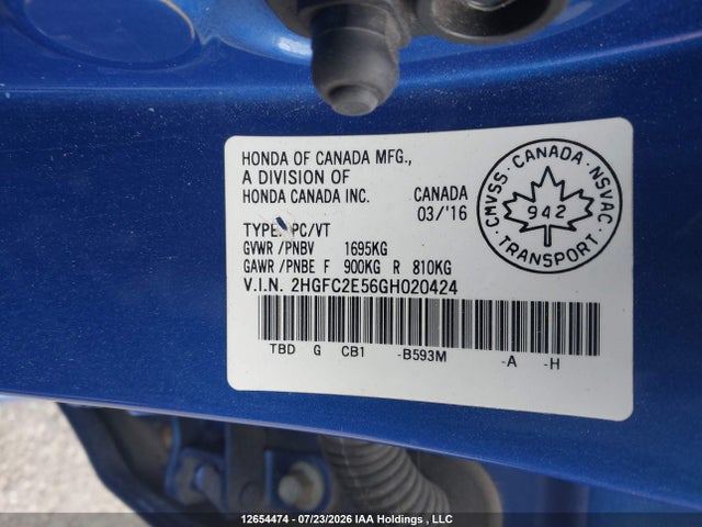Honda Civic Lx 2016 2HGFC2E56GH020424 Image 20