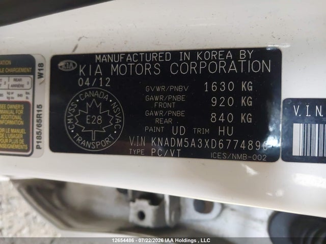 Продаж на аукціоні авто 2013 Kia Rio Ex/lx/lx+/lx+ Eco/sx, vin: KNADM5A3XD6774896, номер лоту: 12654486