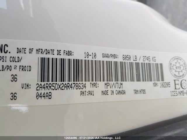 Продаж на аукціоні авто 2010 Chrysler Town & Country Touring, vin: 2A4RR5DX2AR478634, номер лоту: 12654496