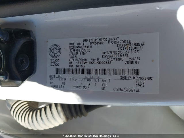 Ford F-150 Lariat 2018 1FTEW1E55JKD90582 Image 9
