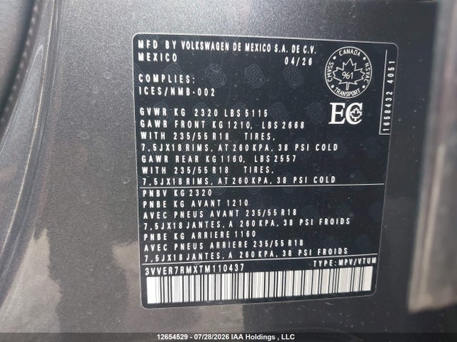 3VVER7RMXTM110437 Volkswagen TIGUAN SE