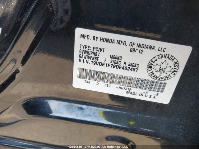 Aukcja sprzedaży 2013 Acura Ilx, vin: 19VDE1F79DE402487, numer aukcji: 12654530
