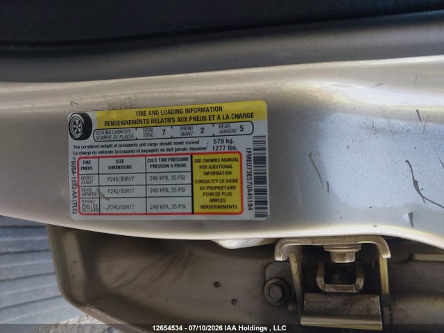12654534 :رقم المزاد ، 1FMEU73E57UA45184 vin ، 2007 Ford Explorer Xlt مزاد بيع
