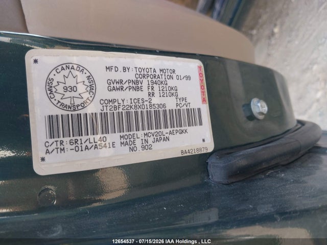 Продаж на аукціоні авто 1999 Toyota Camry Ce V6/xle V6, vin: JT2BF22K8X0185306, номер лоту: 12654537