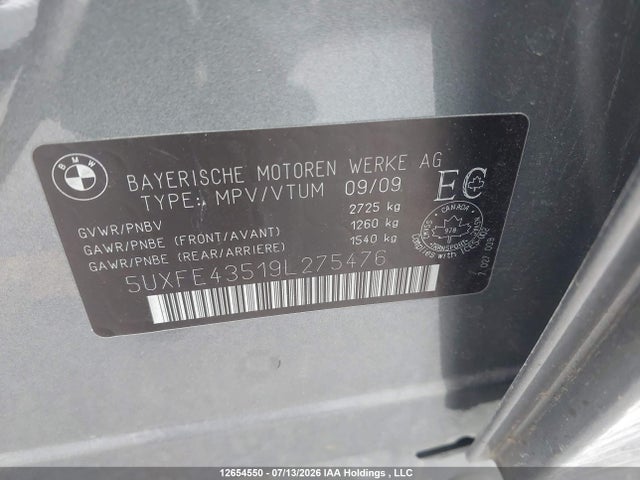 Aukcja sprzedaży 2009 Bmw X5 Xdrive30i, vin: 5UXFE43519L275476, numer aukcji: 12654550
