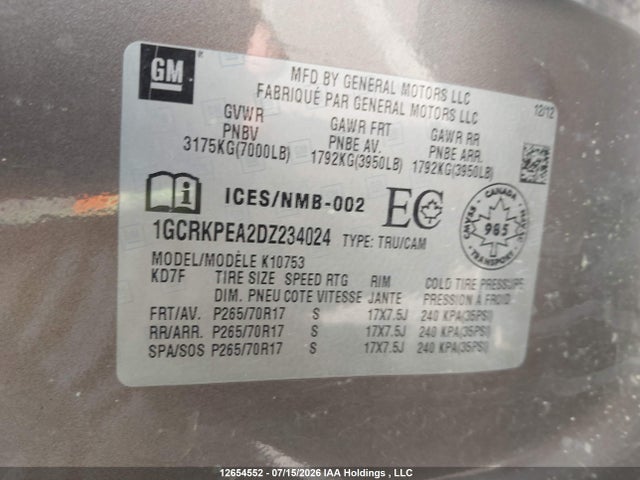 2013 Chevrolet Silverado 1500 Wt მანქანა იყიდება აუქციონზე, vin: 1GCRKPEA2DZ234024, აუქციონის ნომერი: 12654552