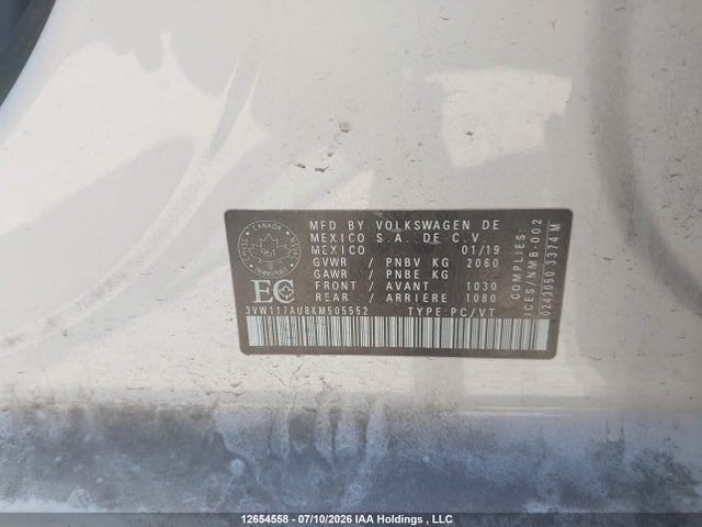 Aukcja sprzedaży 2019 Volkswagen Golf Sportwagen S, vin: 3VW117AU8KM505552, numer aukcji: 12654558