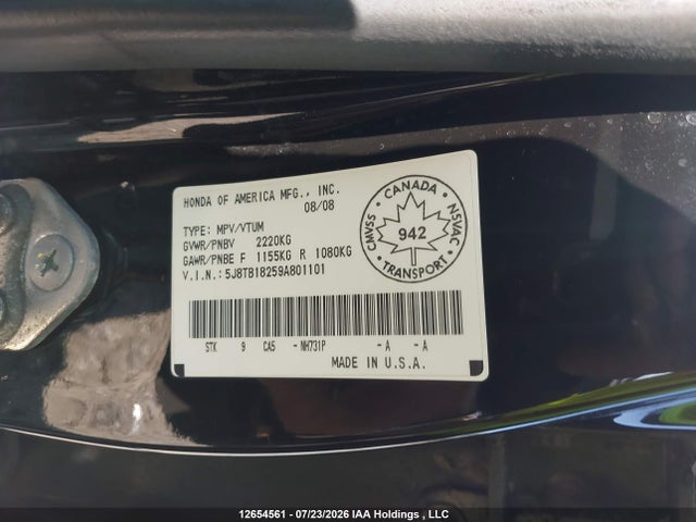 Aukcja sprzedaży 2009 Acura Rdx, vin: 5J8TB18259A801101, numer aukcji: 12654561