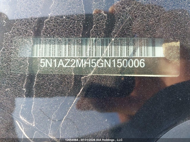 Aukcja sprzedaży 2016 Nissan Murano S/sl/sv/platinum, vin: 5N1AZ2MH5GN150006, numer aukcji: 12654564