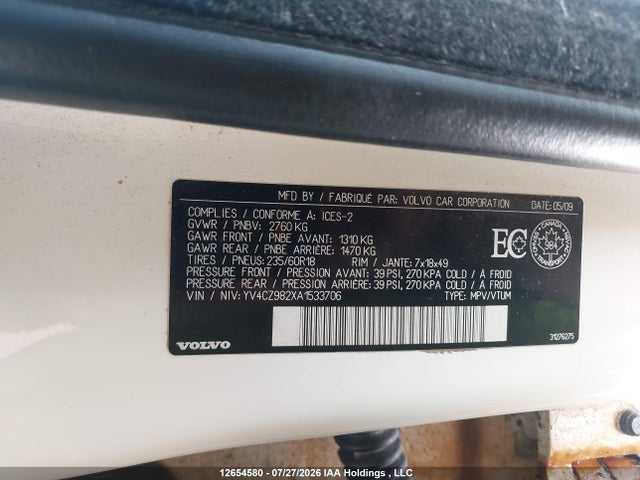 Продаж на аукціоні авто 2010 Volvo Xc90, vin: YV4CZ982XA1533706, номер лоту: 12654580