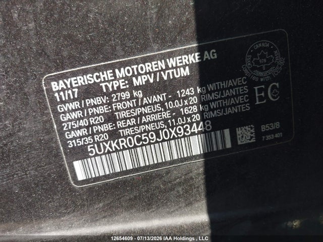 BMW X5 Xdrive35i 2018 5UXKR0C59J0X93448 Image 9