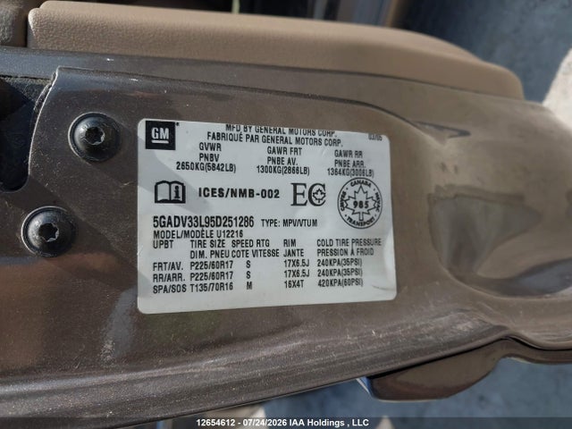 Продажа на аукционе авто 2005 Buick Terraza, vin: 5GADV33L95D251286, номер лота: 12654612
