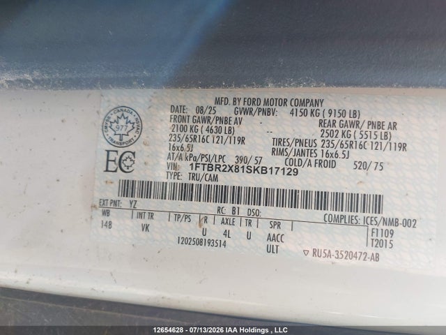 Ford Transit T-250 2025 1FTBR2X81SKB17129 Image 9
