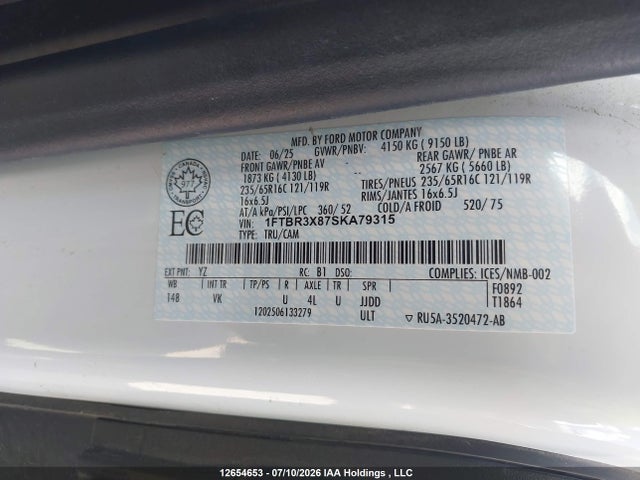 Ford Transit T-250 2025 1FTBR3X87SKA79315 Image 9