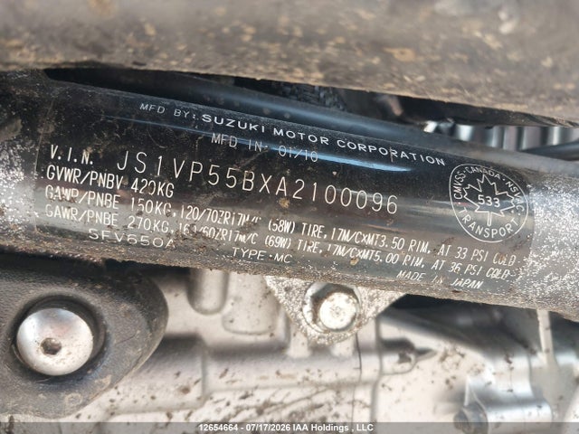 Продаж на аукціоні авто 2010 Suzuki Sfv650, vin: JS1VP55BXA2100096, номер лоту: 12654664