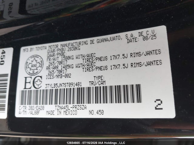 3TYLB5JN7ST091481 Toyota Tacoma