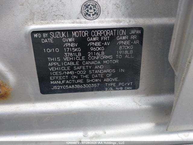 Продаж на аукціоні авто 2011 Suzuki Sx4 Sport, vin: JS2YC5A83B6300357, номер лоту: 12654672