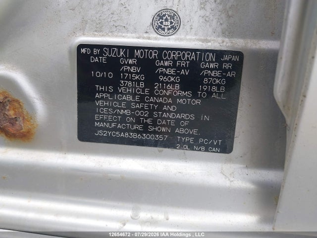 Продаж на аукціоні авто 2011 Suzuki Sx4 Sport, vin: JS2YC5A83B6300357, номер лоту: 12654672