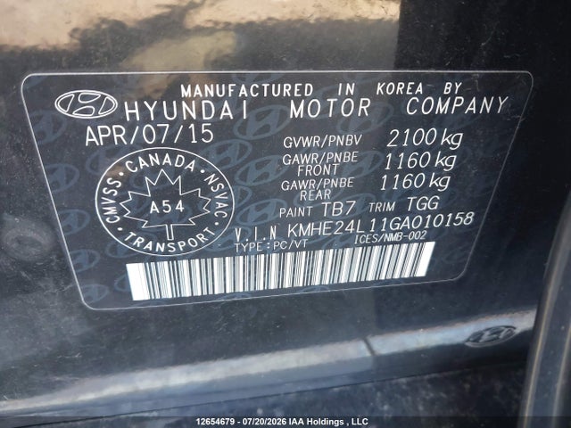 Hyundai Sonata 2016 KMHE24L11GA010158 Image 9