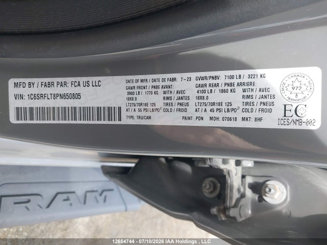 Aukcja sprzedaży 2023 Ram 1500 Rebel, vin: 1C6SRFLT8PN650805, numer aukcji: 12654744