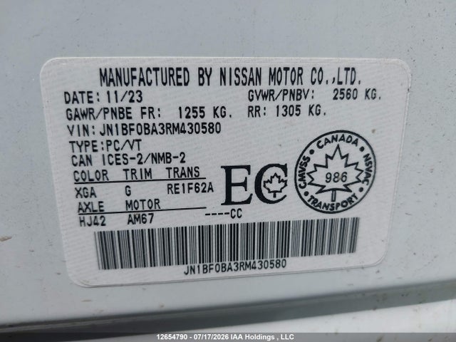 Продажа на аукционе авто 2024 Nissan Ariya Evolve+, vin: JN1BF0BA3RM430580, номер лота: 12654790