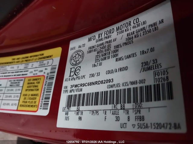 Ford Bronco Sport Outer Banks 2022 3FMCR9C68NRD82093 Image 9