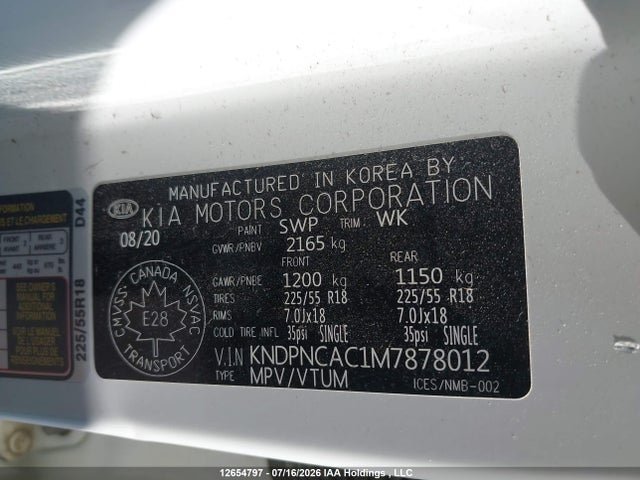 Продаж на аукціоні авто 2021 Kia Sportage Ex, vin: KNDPNCAC1M7878012, номер лоту: 12654797