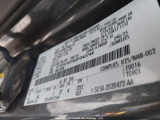Ford F150 Supercrew 2016 1FTEW1EF9GFD43744 Image 9