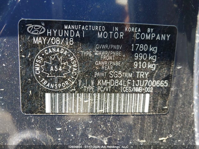 Продаж на аукціоні авто 2018 Hyundai Elantra Gl Se, vin: KMHD84LF1JU700665, номер лоту: 12654804