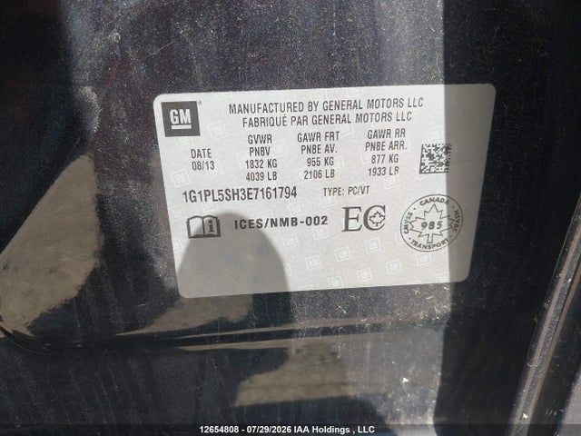 Aukcja sprzedaży 2014 Chevrolet Cruze, vin: 1G1PL5SH3E7161794, numer aukcji: 12654808