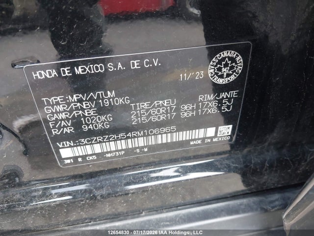 3CZRZ2H54RM106965 Honda HR-V SPORT