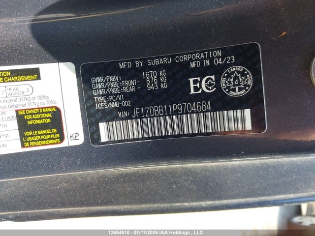 JF1ZDBB11P9704684 Subaru BRZ