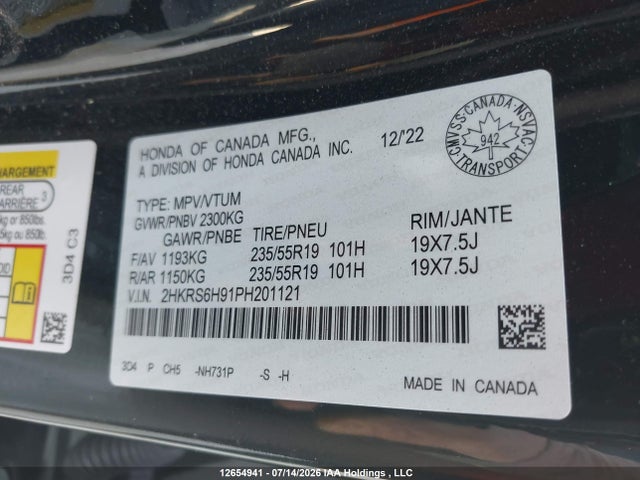 Продаж на аукціоні авто 2023 Honda Cr-v Hybrid, vin: 2HKRS6H91PH201121, номер лоту: 12654941