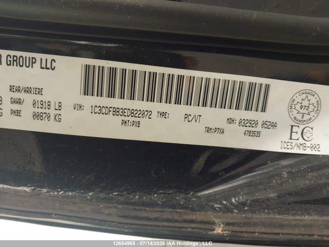 2014 Dodge Dart Sxt მანქანა იყიდება აუქციონზე, vin: 1C3CDFBB3ED822072, აუქციონის ნომერი: 12654965