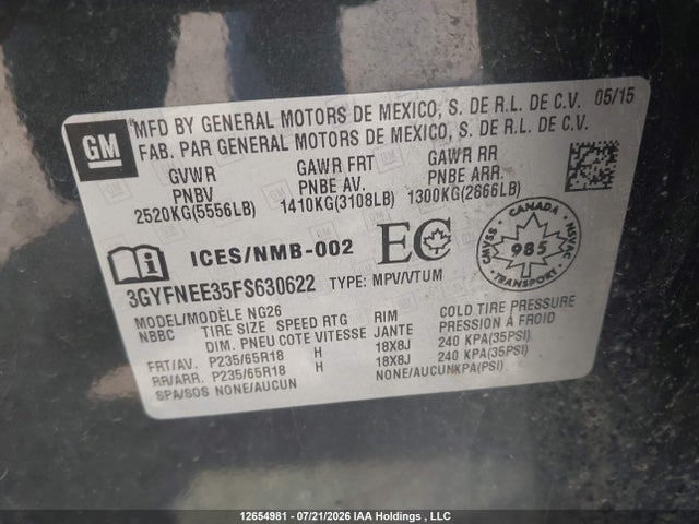 Cadillac Srx Luxury Collection 2015 3GYFNEE35FS630622 Image 9