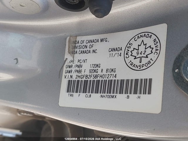 Honda Civic Lx 2015 2HGFB2F58FH012714 Image 19