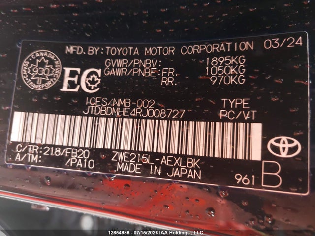 Toyota Corolla 2024 JTDBDMHE4RJ008727 Image 19