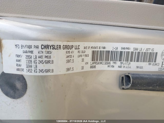 12655004 :رقم المزاد ، 1J4PR5GKXAC132606 vin ، 2010 Jeep Grand Cherokee Limited مزاد بيع