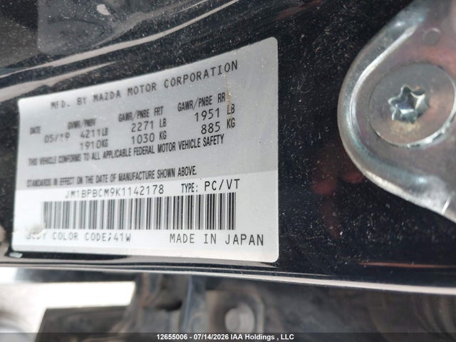 Aukcja sprzedaży 2019 Mazda 3 Preferred Plus, vin: JM1BPBCM9K1142178, numer aukcji: 12655006
