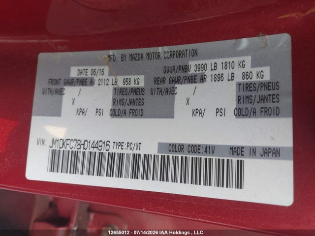 JM1DKFC78H0144916 Mazda Cx-3 Touring