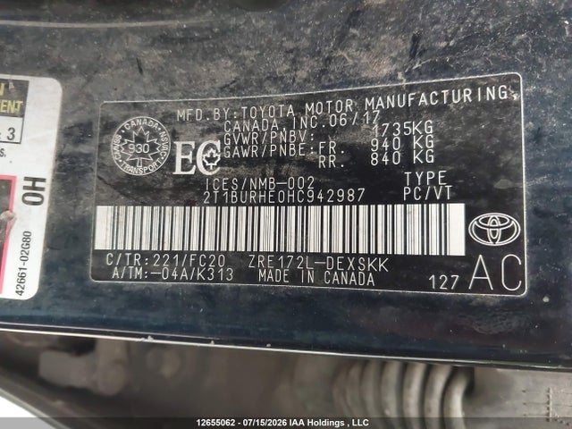 Toyota COROLLA SE 2017 2T1BURHE0HC942987 Image 9