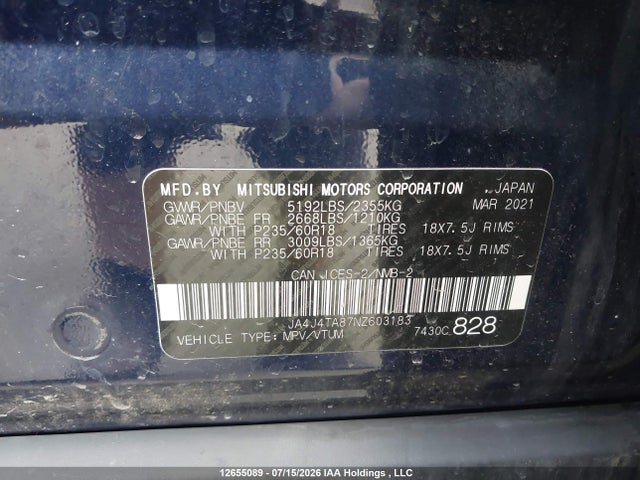 Mitsubishi Outlander Es 2022 JA4J4TA87NZ603183 Image 9