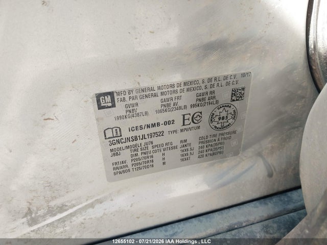 Chevrolet TRAX LS 2018 3GNCJNSB1JL197522 Image 9