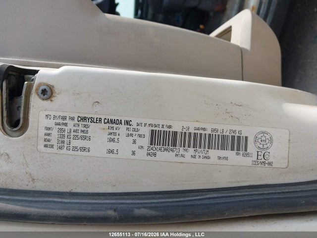 Aukcja sprzedaży 2010 Dodge Grand Caravan C/v C/v, vin: 2D4CN1AE3AR246713, numer aukcji: 12655113