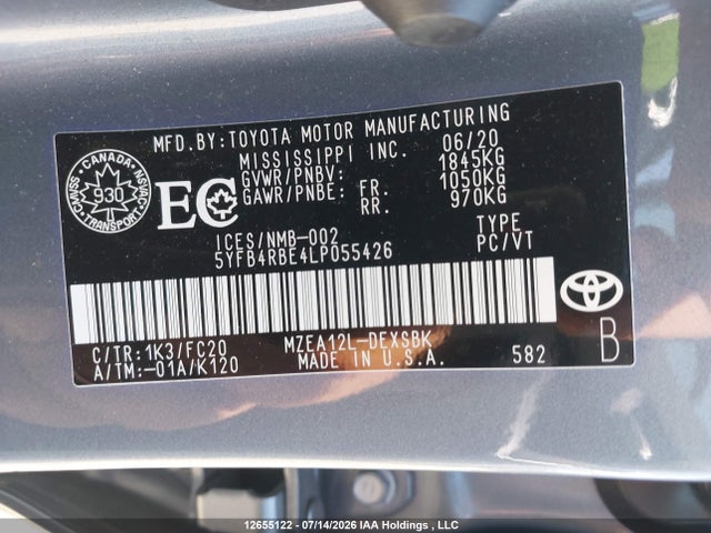 5YFB4RBE4LP055426 Toyota Corolla Se/xse